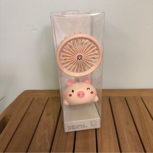 NWT Pink Portable Animal Fan, Pig Fan with USB and Rechargeable Battery
